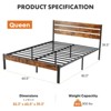 FONTOI Queen Bed Frame Metal Platform Bed Frame Mattress Foundation with Headboard, Sturdy Beds, No Box Spring Needed, Brown, 82.3"* 60.5"*39.3" - 3 of 4