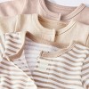 Baby 3pk Cotton Romper - Cloud Island™ Khaki Preemie: Long Sleeve, Front Hook and Loop Fastener, Solid & Stripe Patterns - 3 of 4