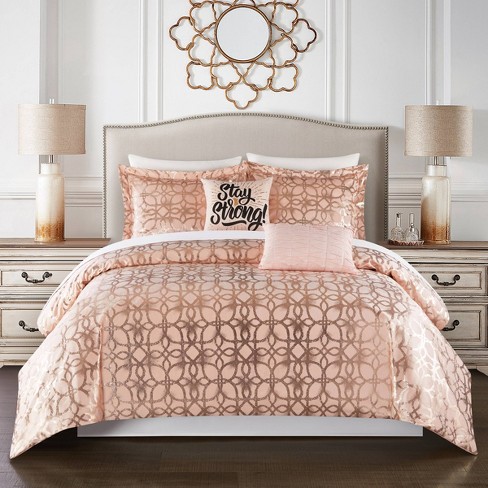 Twin 7pc Shea Bed In A Bag Comforter, Blush King Bedding Sets