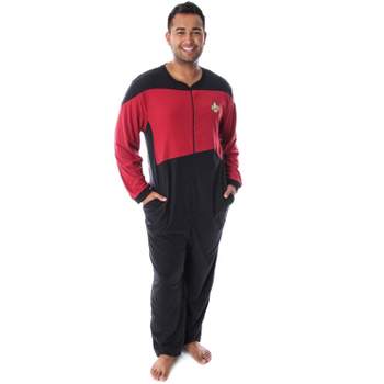 Star Trek Next Generation Men's Picard One Piece Costume Pajama Union Suit (XS) Red