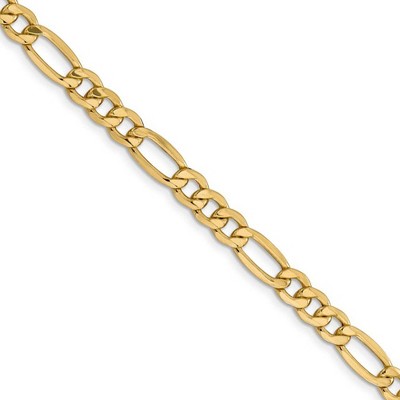 Black Bow Jewelry Men's 6.25mm, 14k Yellow Gold, Hollow Figaro Chain Necklace