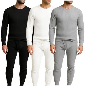 3 Pack Men’s Thermal Underwear Set – Waffle Knit Base Layer Top & Bottom Long Johns - 1 of 4