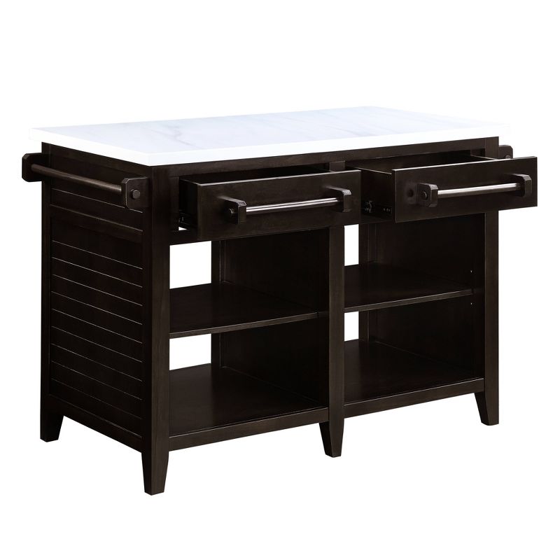 50&#34; Darwid Kitchen Carts And Islands Marble Top and Espresso Finish - Acme Furniture, 5 of 9