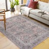 Vintage Area Rug Floral Printed Carpet Non Slip Oriental Distressed Floor Mat Washable Low Pile Indoor Carpet for Bedroom Kitchen Office - 2 of 4