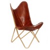 Carolina Living Monroe Butterfly Chair Brown/Gold: Upholstered Leather, Metal Frame, 275lb Capacity - 2 of 4