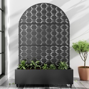 PexFix 72 in. H x 47 in. W Black Metal Arch Wall Planter Box with Trellis for Climbing Plants - 1 of 4