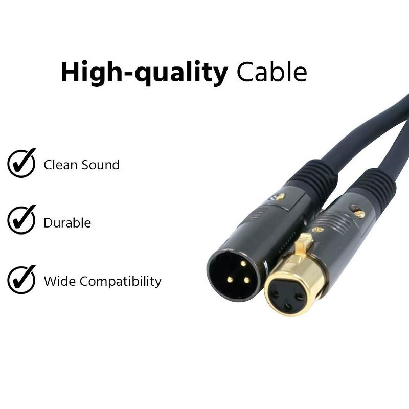 Monoprice XLR Male to XLR Female Cable [Microphone & Interconnect] - 1.5 Feet | Gold Plated, 16AWG - Premier Series, 2 of 5