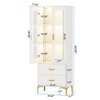 Resenkos Bookshelf, Bookcase Standing Shelf Unts,Freestanding Bookcase Bookshelf with LED Light, Doors & 2 Drawers,White - 4 of 4