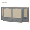 Vynxaria Queen Size Murphy Bed: Wall Bed with Drawer, Rattan Decor, 2 Storage Cabinets, Sockets & USB Ports, Pulley Design in Gray. - 2 of 4