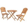 Outsunny 3-Piece Acacia Wood Bistro Set, Foldable Bistro Table and Chairs, Outdoor Bistro Set for Backyard, Balcony, Deck, Porch, Natural Wood Finish - 4 of 4