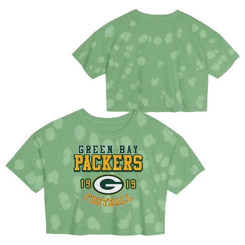 Nfl Green Bay Packers Girls Short Sleeve Bubble Tie dye Cropped T shirt Target