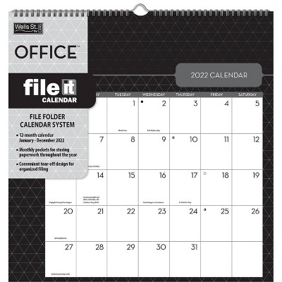 2022 File-It Wall Calendar 12 Month 11.75"x12" Office - Well St. by Lang