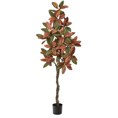 Nearly Natural 6-ft Fall Magnolia Artificial Tree