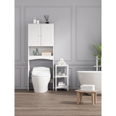 61.8in Over The Toilet Bathroom Space Saver Shelf, Bathroom Storage Cabinet Organizer, White