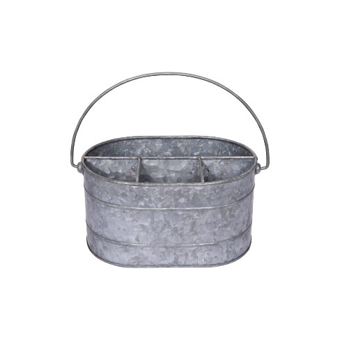 White Metal Cleaning Caddy  Galvanized Cleaning Organizer