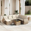 vidaXL 8 Piece Patio Sofa Set with Cushions Beige Poly Rattan - Beige and Cream 3x Corner 3x Middle Footrest Table - 2 of 4