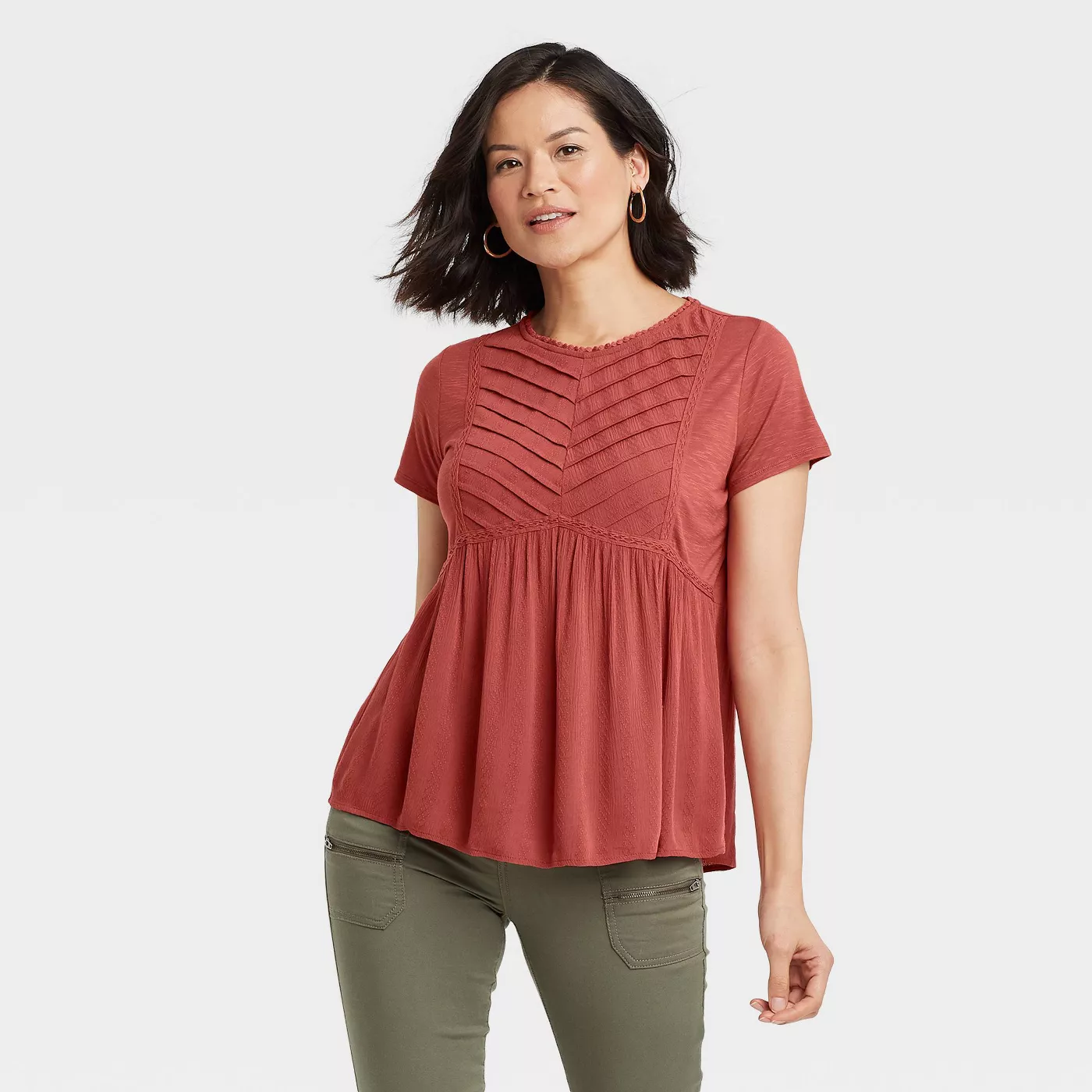 Women's Short Sleeve Pleat Detail Knit Top - Knox Rose™  - image 1 of 4