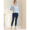 INSPIRE CHIC Women's Notched Collar Long Sleeve Button Front Striped Blazer - 2 of 4