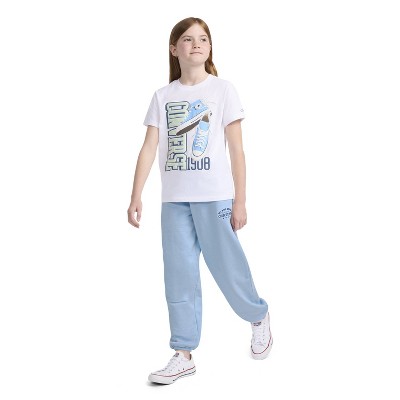 Converse® Girls' Fleece Jogger Pants - Heather Gray