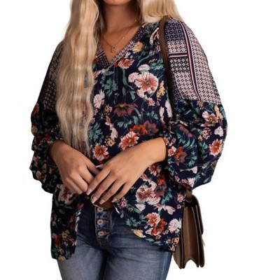 Women's Floral Mix Long sleeve Top - Jodifl