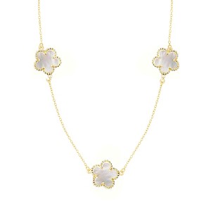 Adornia Gold Plated 36" 5-Leaf Clover Mother of Pearl Station Necklace - 1 of 1