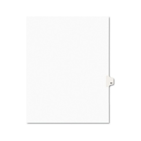 Letter Avery 01066 Avery-Style Legal Exhibit Side Tab Divider 25/Pack White Title: 66 