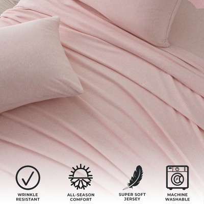 Ultra-Soft Pink Cotton Blend Twin XL Jersey Sheet Set