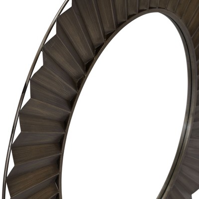 Large Bronze and Gold Round Sunburst Wall Mirror