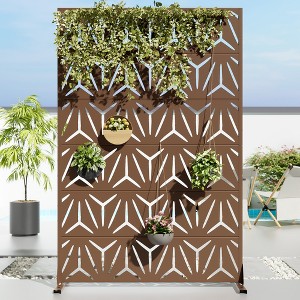 Wooakway Elegant Outdoor Vertical Garden Trellis with Hanging Planters, Metal Design for Patios and Gardens - 1 of 4