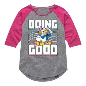 Girls' - Disney - Mickey & Friends Shirt Tail Raglan Graphic T-shirt - 1 of 4