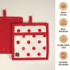 Folkulture Christmas Pot Holders Pack of 2 (8"x 8") Ribbed Silicone & Cotton Hot Pads | Heat Resistant, Non-Slip | Red Polka Christmas Gift Set - 2 of 4