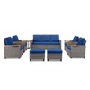 Buenhomino 8-Piece Outdoor Patio Set – 4 Single Chairs, 2 Ottomans, Sofa & Side Table, All-Weather Wicker with Cushions, Beige - 3 of 4
