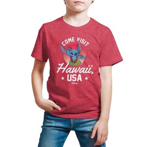 Boys' - Lilo and Stitch - Hawaii USA Short Sleeve Graphic T-Shirt - 1 of 4