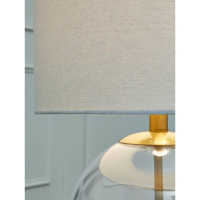 Contemporary 20.75" Clear Glass and Brass Table Lamp with White Shade