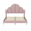 Queen Size Platform Bed with Petal Shape Headboard, Velvet Upholstered -ModernLuxe - 4 of 4