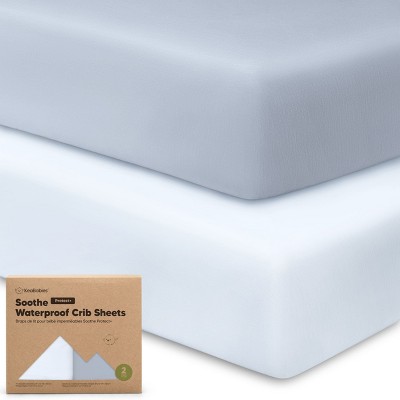 KeaBabies 2pk Soothe Waterproof Fitted Crib Sheets for Girl, Boy, 100% Organic Soft Cotton Crib Mattress Protector Sheet