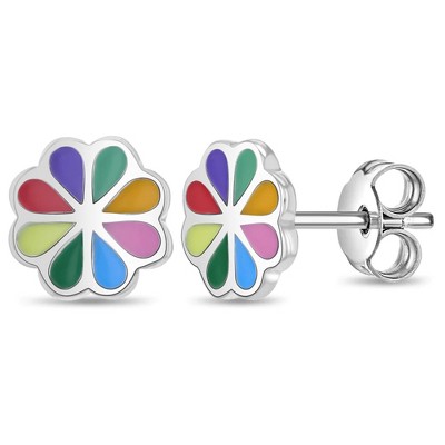 Girls' Vibrant Floral Standard Sterling Silver Earrings - In Season Jewelry