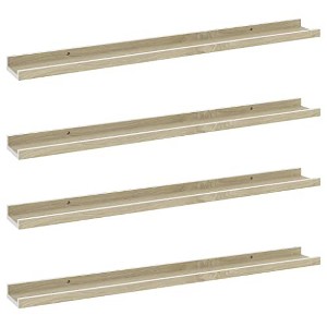 vidaXL Wall Shelves 4 pcs White and Sonoma Oak 31.5"x3.5"x1.2" - 1 of 4