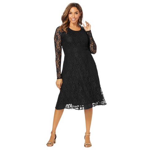 Jessica London Women's Plus Size Seamed Lace Dress, 22 W - Black : Target