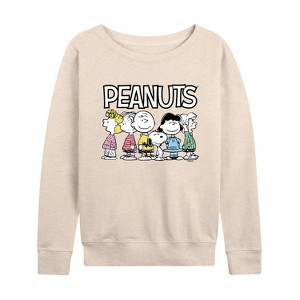 Women's - Peanuts - Peanuts Crew Lightweight French Terry Wide Neck Long Sleeve Shirt - 1 of 4