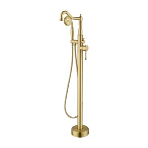 Cobbe Brushed Gold Freestanding Bath Faucet Single Handle Shower Faucet with Tub Spout and Handheld Showerhead - 1 of 4