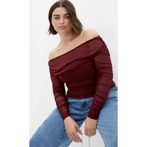 CITY CHIC | Anastasia Mesh Top - dark cherry | 18W - 1 of 4