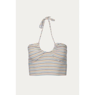 Women's STRIPED STRETCH-MODAL HALTERNECK TOP - ENDLESS BLU.