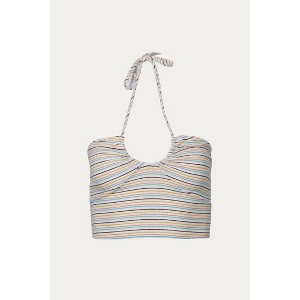 Women's STRIPED STRETCH-MODAL HALTERNECK TOP - ENDLESS BLU. - 1 of 2