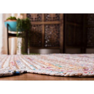 Ivory Cotton Hand-Knotted 6' Square Area Rug