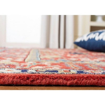 Hand-Tufted Red and Multicolor Wool Runner Rug, 2'3" x 12'