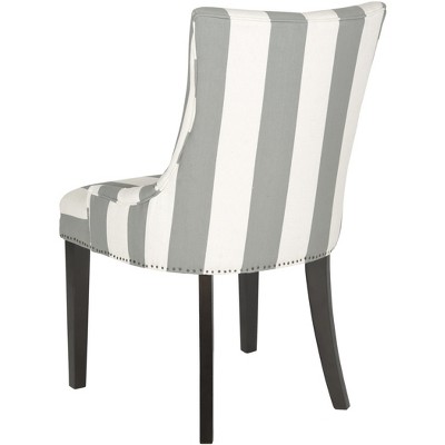 Transitional Gray Linen Parsons Side Chair with Espresso Wood Legs