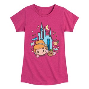 Girls' - Disney Princess - Cinderella and Gus Chibi Kawaii Fitted Short Sleeve Graphic T-Shirt - 1 of 4