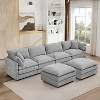 KWPZQEB 130.7" Modular Sectional Sofa, U Shaped Couch with Movable Ottoman, Modern 5-Seat Chenille Sofa with Deep Seat & Pillow for Living Room - 3 of 4