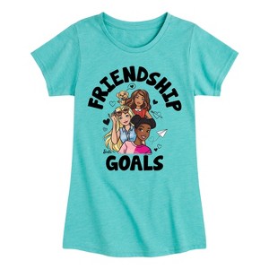Girls' - Barbie - Friendship Goals Fitted Short Sleeve Graphic T-Shirt - 1 of 4